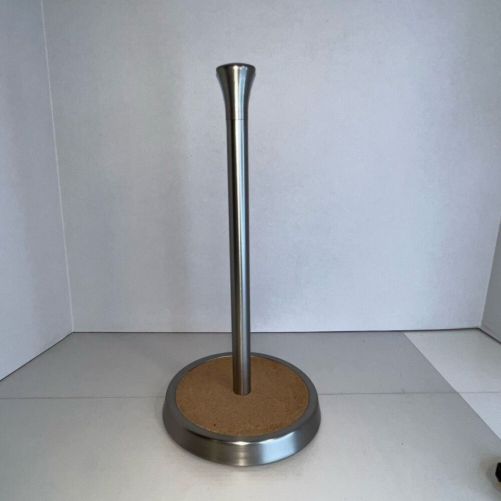 Umbra Brushed Nickel Paper Towel Holder Countertop SlimLine Silver Tone Rack